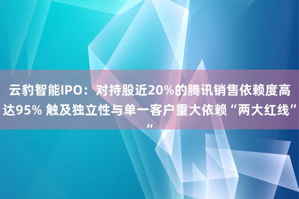 云豹智能IPO：对持股近20%的腾讯销售依赖度高达95% 触及独立性与单一客户重大依赖“两大红线”