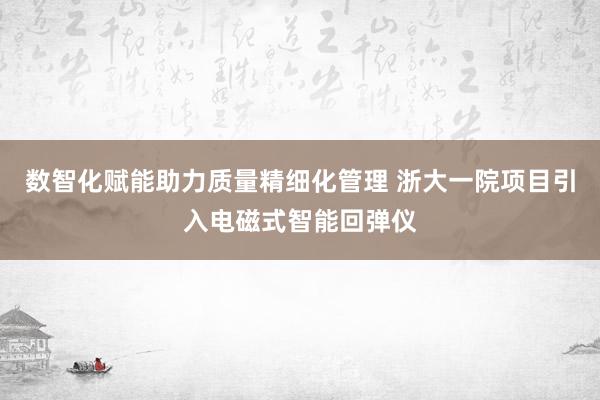 数智化赋能助力质量精细化管理 浙大一院项目引入电磁式智能回弹仪