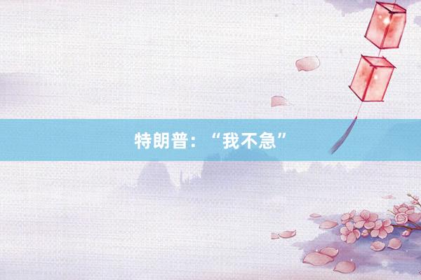 特朗普：“我不急”