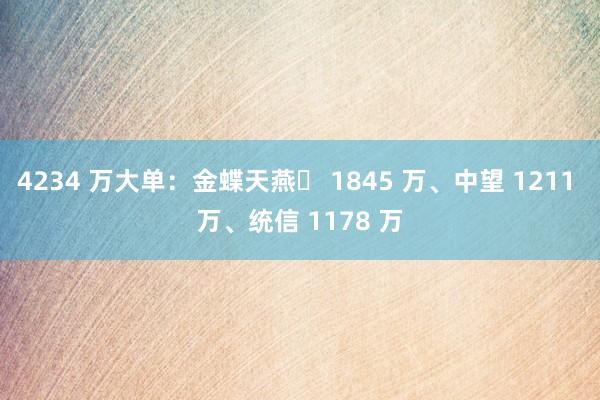 4234 万大单：金蝶天燕‌ 1845 万、中望 1211 万、统信 1178 万