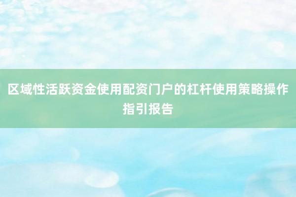 区域性活跃资金使用配资门户的杠杆使用策略操作指引报告