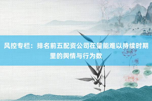 风控专栏：排名前五配资公司在量能难以持续时期里的舆情与行为数
