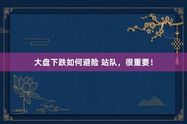 大盘下跌如何避险 站队，很重要！