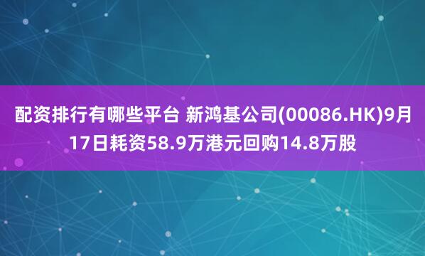 配资排行有哪些平台 新鸿基公司(00086.HK)9月17日耗资58.9万港元回购14.8万股