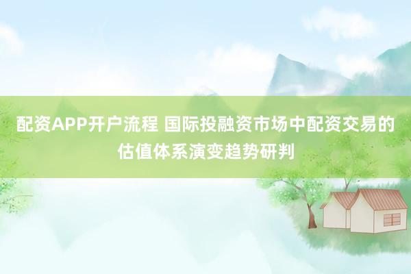 配资APP开户流程 国际投融资市场中配资交易的估值体系演变趋势研判