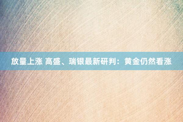 放量上涨 高盛、瑞银最新研判：黄金仍然看涨