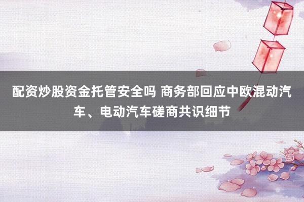 配资炒股资金托管安全吗 商务部回应中欧混动汽车、电动汽车磋商共识细节
