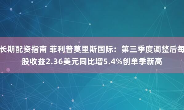 长期配资指南 菲利普莫里斯国际：第三季度调整后每股收益2.36美元同比增5.4%创单季新高